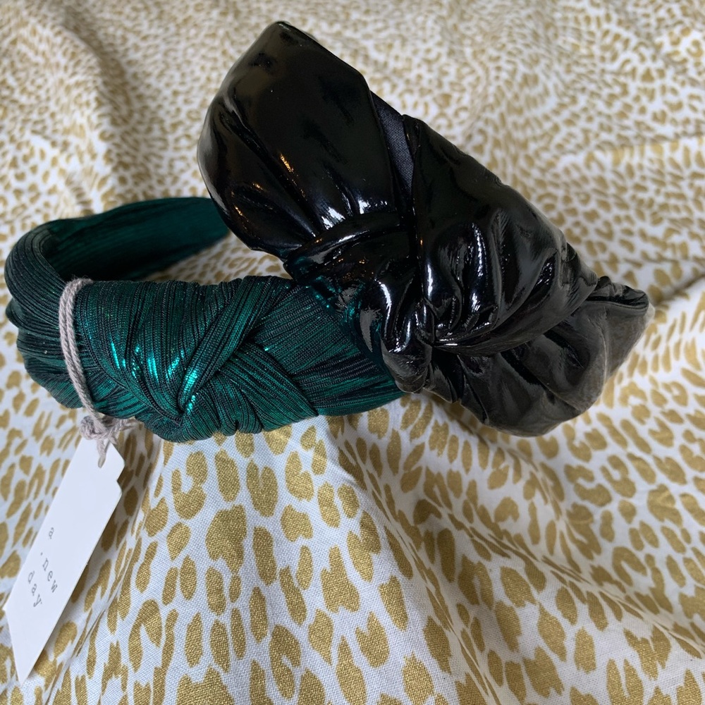 Headband Combo Shimmer Green & Shiny Black